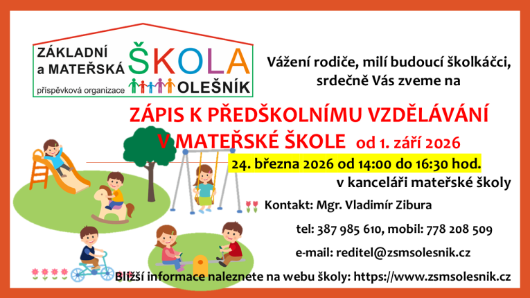 Zápis do Mateřské školy Olešník 